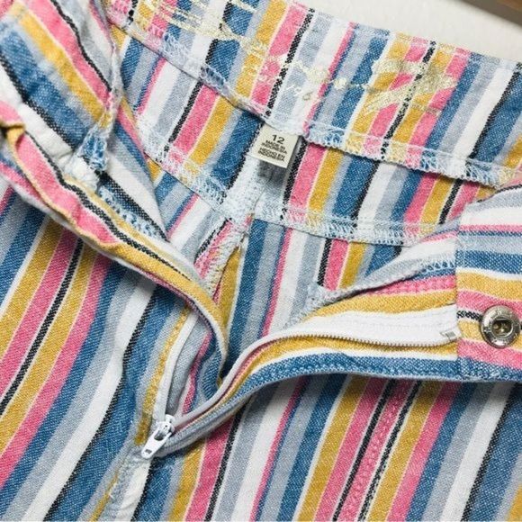 SEVEN7 Linen Blend Striped Crop Wide Leg Pants Size 12 - Picture 10 of 11